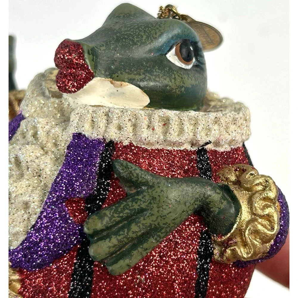 Katherine's Collection Frog Jester Ornament Red Purple Glitter Vintage Christmas
